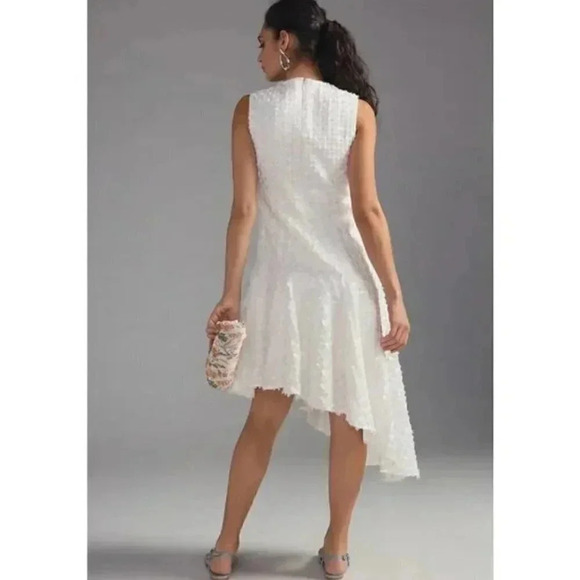 NWT Anthropologie Eva Franco White Textured Asymmetrical Holiday Event Dress 4 - Picture 1 of 9